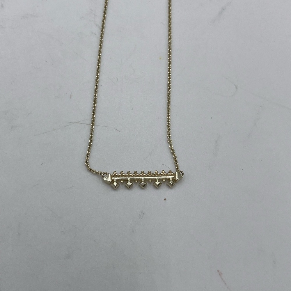 Kendra Scott Gold Plated Anissa Bar Pendant‎ Cubic Zirconia Regal Necklace - Picture 11 of 13